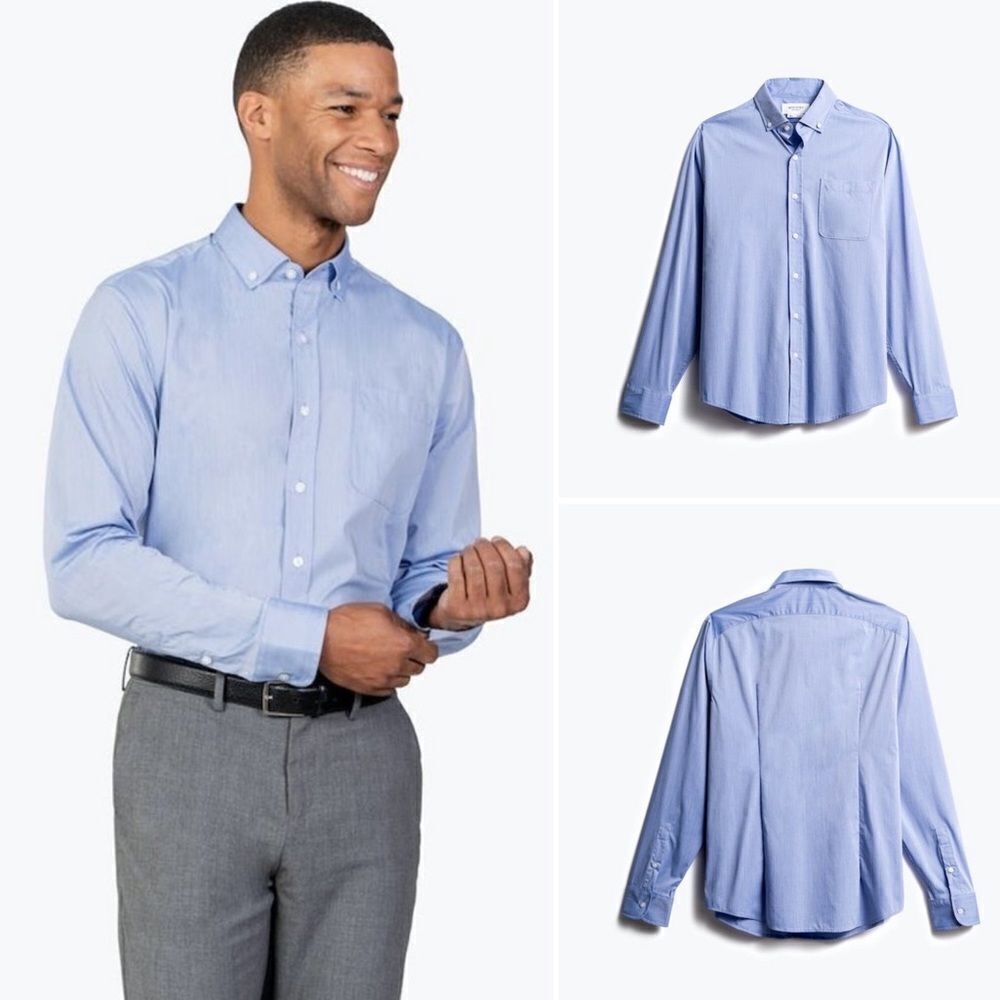 Ministry of Supply Blue Gemini Woven Dress Shirt Sz XXL Slim NWT